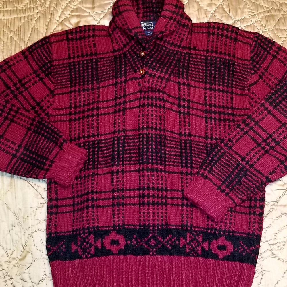 RARE Vintage 90s Polo by Ralph Lauren 100% Hand Knit Wool Sweater